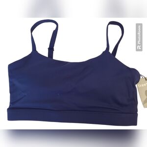 TREEWEEK Bandeau Sports Bra Tank Top Adjustable Thin Straps Wire Free Blue XL